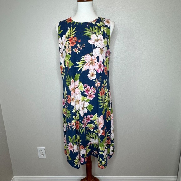 J. JILL‎ Sleeveless Shift Dress SM Floral Knee Length Resortwear Tropical - Picture 1 of 10